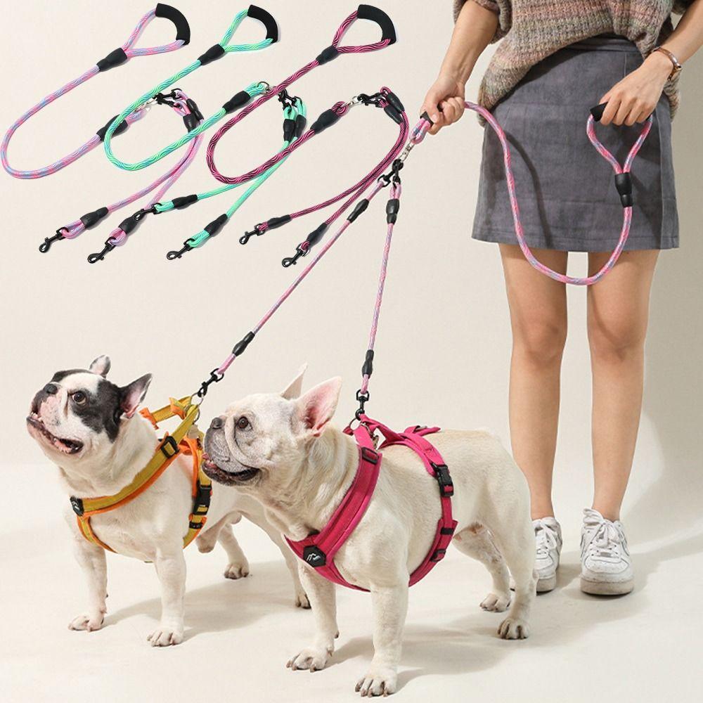 Wave Pattern Double Head Dog Rope Removable Dual Dog Leash Two Dog Lead Rope  Pet Walking