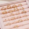 Gold/Silver Wave Joint Rings Set Heart Shape Love Chain Joint Ring Multi Style Ring Set  Woman