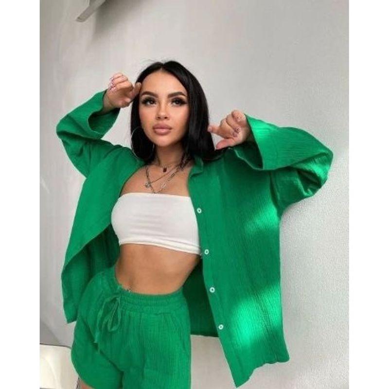 Collar Long Sleeve Shirt Shorts Set Lapel Long Sleeve Shirt Shorts Suit