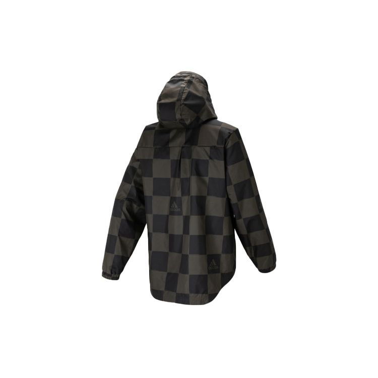 adidas Giacca Tessuta con Motivo a Scacchiera e Cappuccio Uomo Capispalla Nero HU0411