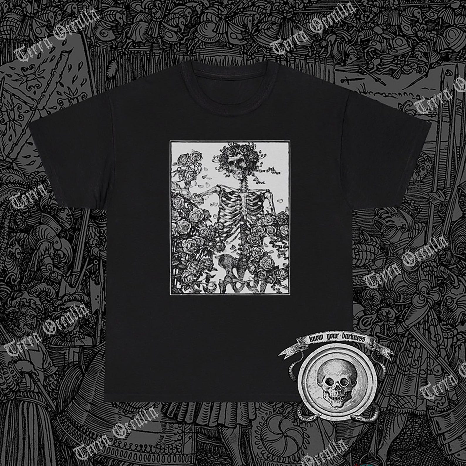 Death With Roses Shirt, Skeleton and Roses, Edmund Joseph Sullivan 2XL