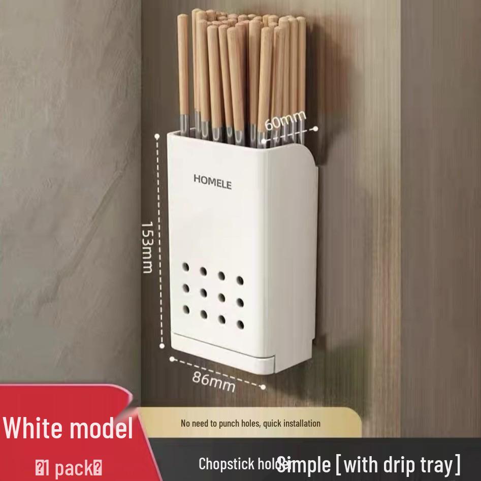 Wall-Mounted Multifunctional Chopstick Storage Rack & Hanging Basket