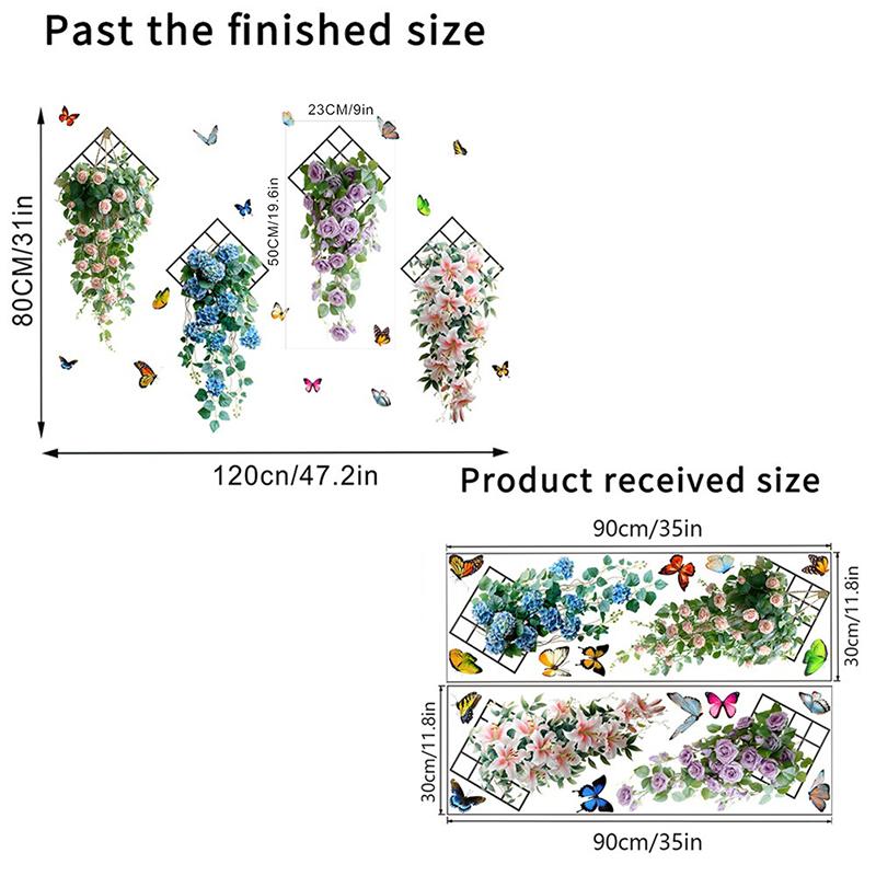 

Бабочка Цветок Лиана Зеленое Растение Самоклеящиеся Водонепроницаемые Наклейки на Стену Гостиная Спальня Декоративная Живопись