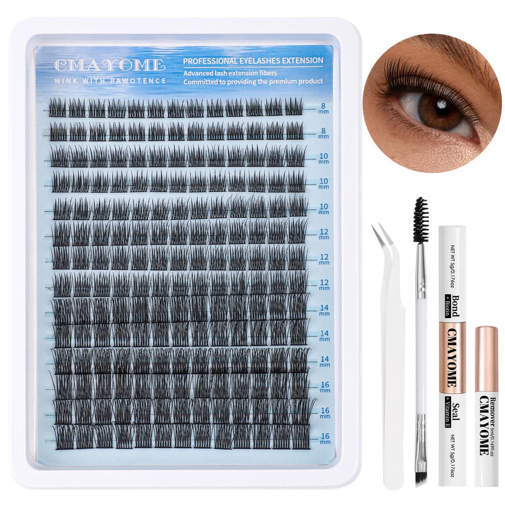 Single Cluster C Curved Multi-Hair False Eyelash Set 8-18Mmdiy Segmented Grafting Thick Eyelashes