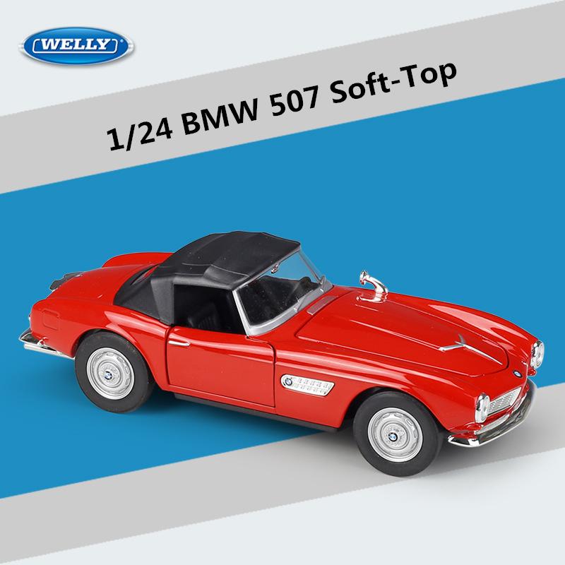 WELLY 1/24 BMW 507 Alloy Sports Car Model Diecast Metal Classic Car Vehicles Model High Simulation Collection Childrens Toy Gift