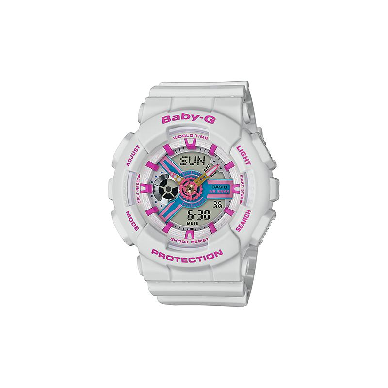 

Casio BABY-G Dual Display Girly Pink Laser White Matte Texture Resin Waterproof Fashion Sports Simple Shockproof Watch Quartz Movement BA-110NR-8A белый