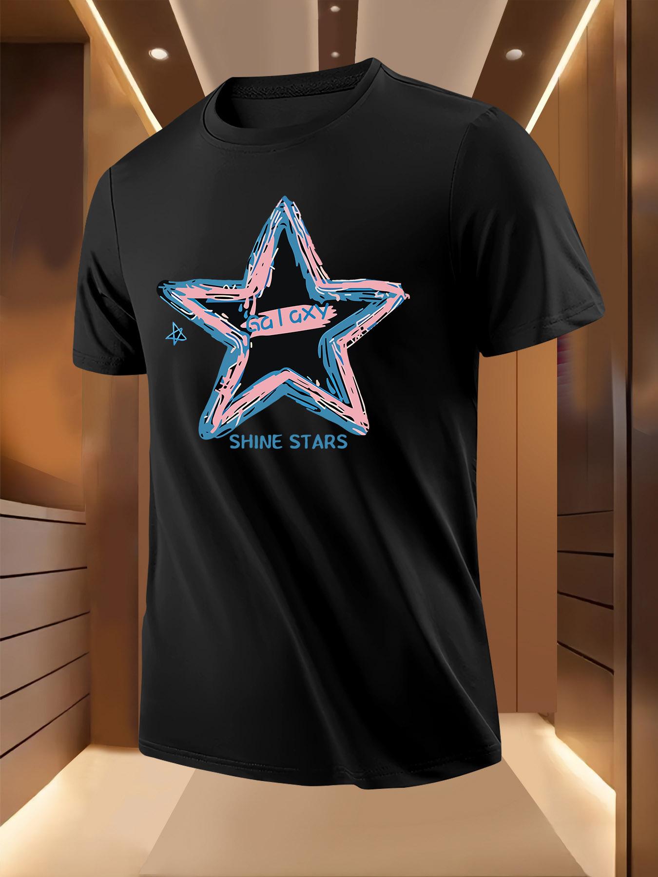 for galaxy Star Print Tshirt - Pink and Blue Space Design S