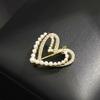 Korean Version Sweet and Versatile Double-layer Love Small Pin Gold-plated Diamond Imitation Pearl Peach Heart Neck Needle Small Brooch Women's Model