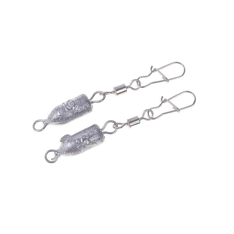 2Pcs Fishing Sinkers Weights Bullet Sinker Rolling Swivel With Interlock Snap Connector 10/15/20/25/30/40/50/60G Fishing Tackle