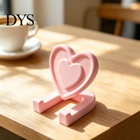 Cute Heart Phone Mount Minimalist Shaped Tablet Stand, 3D Printed Desktop Holder, DIY Girly Room Decor Accessories Blank Decorative Ornament, Romantic