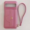 For Google Pixel 8 Case Mirror Design PU Leather Back Cover with Card Slots,Wrist Strap