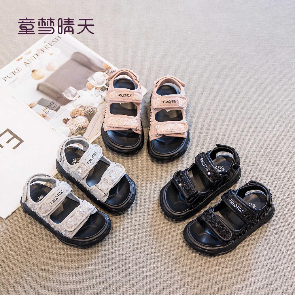 Size 26-37 Girls Sandals Summer 2025 New Children's Summer Shoes Soft Sole Non-slip Little Girl Beach Shoes Foreign Style