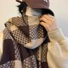 Brown scarf coat retro plaid scarf women's new scarf men's winter