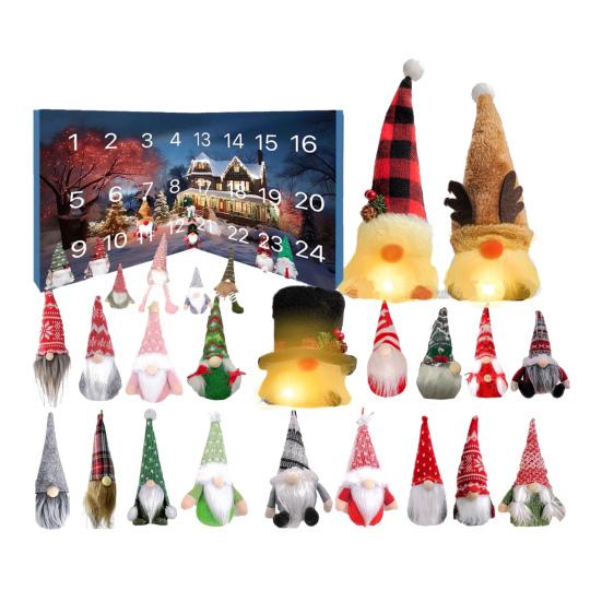 Gnome Advent Calendars 2025 24 Days Christmas Countdown Calendar with Light Up Collectible Figures Gnome Ornaments Gifts for Kids Boys Girls