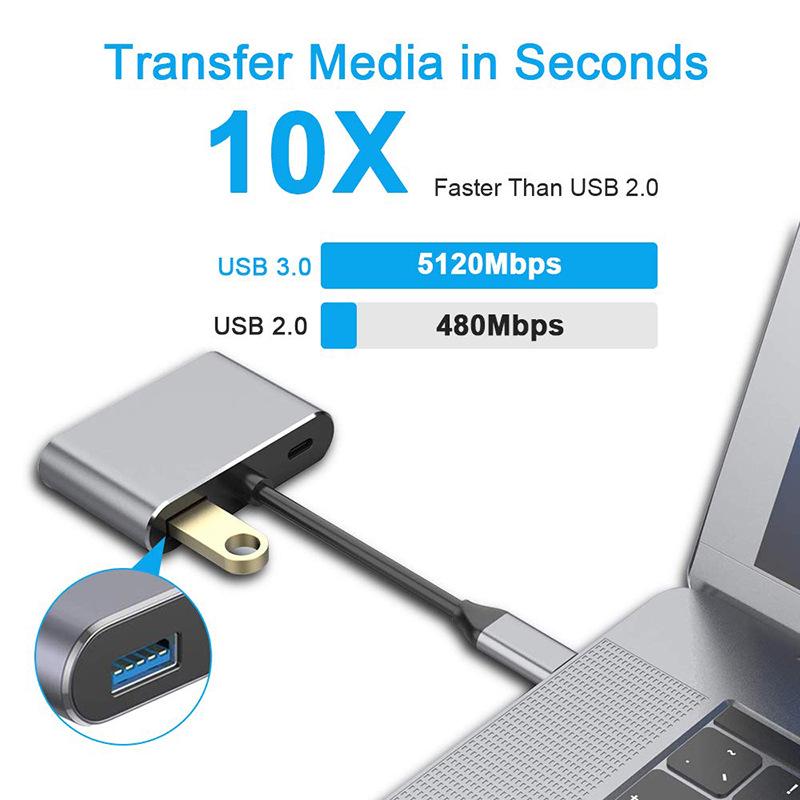 Type-C 4-in-1 Dock: USB-C to HDMI 4K, VGA for Switch, Game Console, PC, Phone