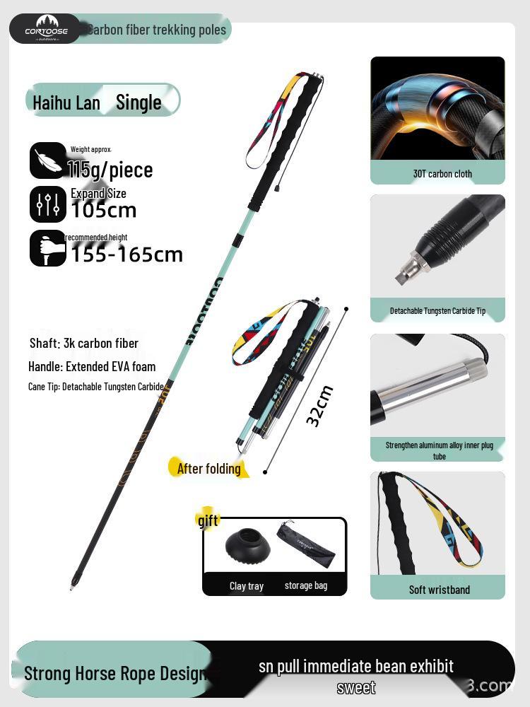 Professional Carbon Fiber Folding Trekking and Trail Running Poles