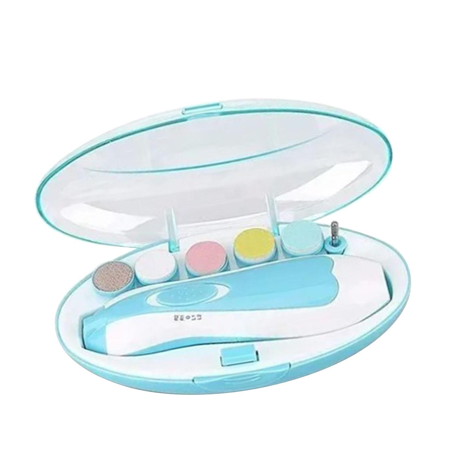 Lima Elettrica per Unghie per Bambini 6 Testine Abrasive Sostituibili Silenziosa Sicura Tagliaunghie per Neonati con Luce LED per Adulti Blu white