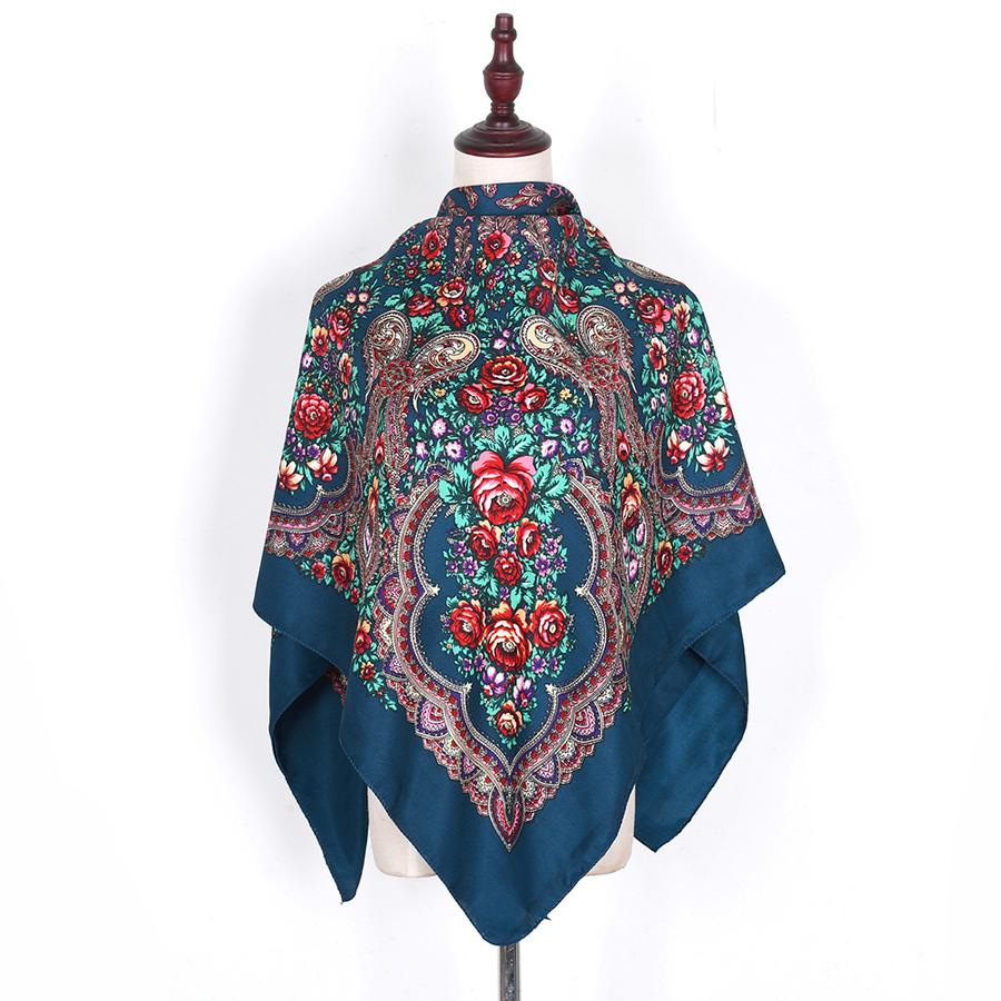National Style Women's Large Scarf Travel Shawl Warm Air Conditioning Towel Sunscreen Wrap Xinjiang Russia Printed Scarf