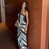 Spring and Summer New Personality Street Sleeveless Tube Top Striped Print High Waist Slim Dress