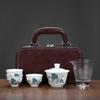 Suet Jade Porcelain High-end Travel Tea Set Cover Bowl Teacup Business Leader Customer Teacher Father Commemorative Gift