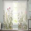 Plants Flowers Leaves Curtain Window Tulle Living Room Bedroom Kitchen Chiffon Treatment Decorations Curtains Light Filtering Made Of Polyester Area
