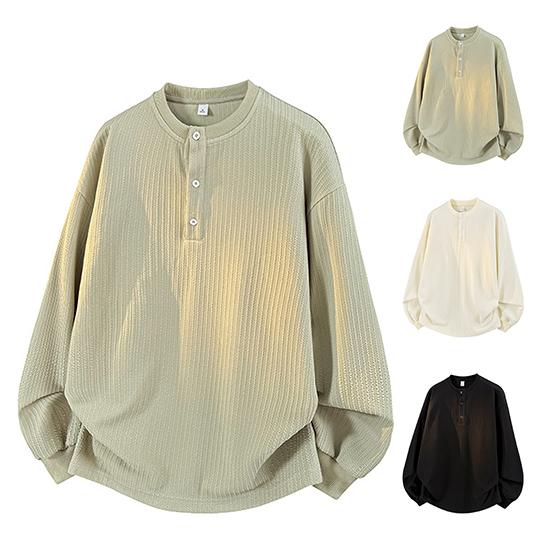 New Men's Loose Solid-color Pullover Hoodie And Casual Long-sleeved Stand-up Collar Top