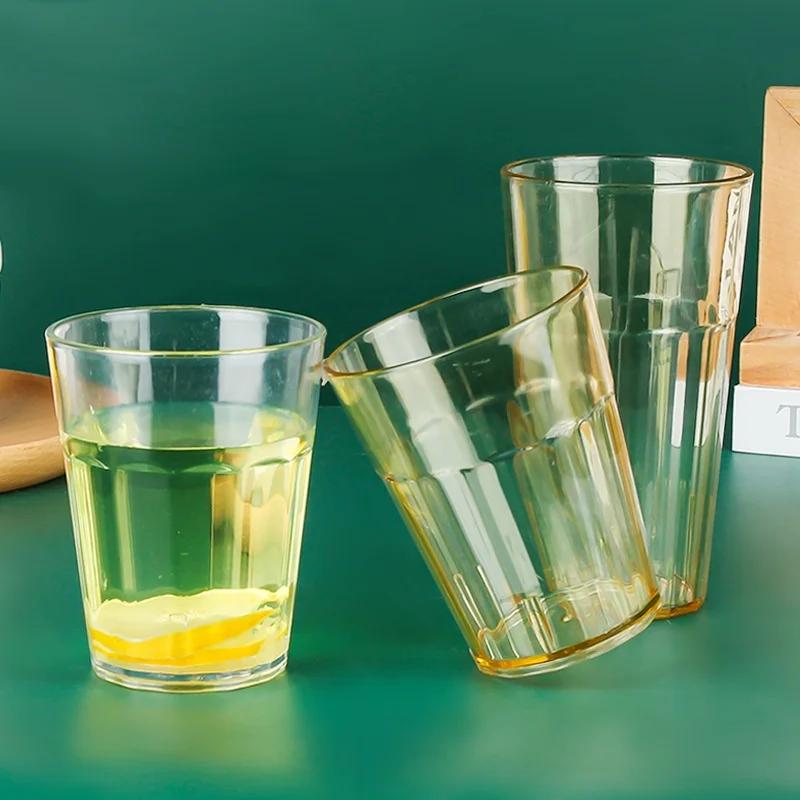 Household Transparent Cup Water Cup Multifunctional Juice Beverage Cup Simple Solid Color Acrylic Multilateral Drinking Cup