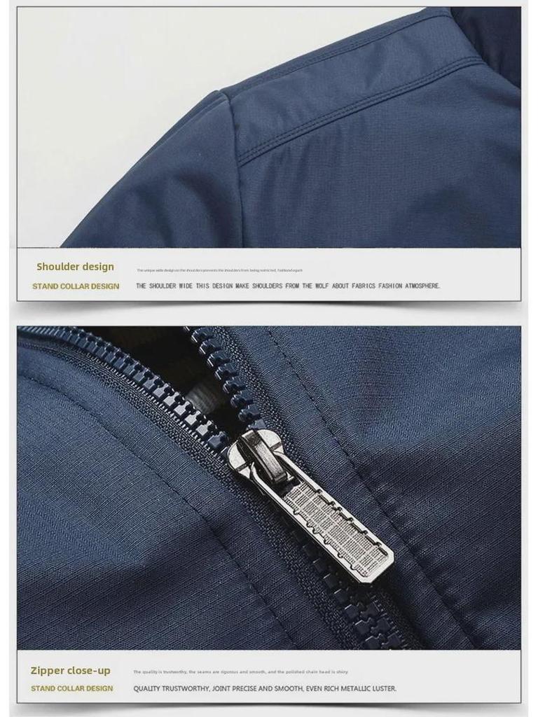 Men's Casual Stand Collar Windbreaker Jacket for Spring and Autumn