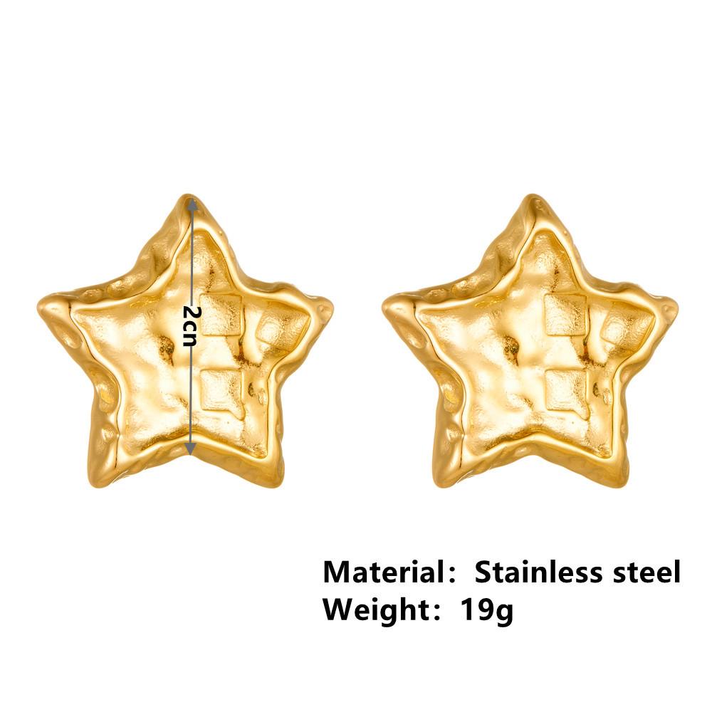 18K Gold Plated Non-fading Star Stud Earrings - Stainless Steel & Titanium, Cross-border Fashion
