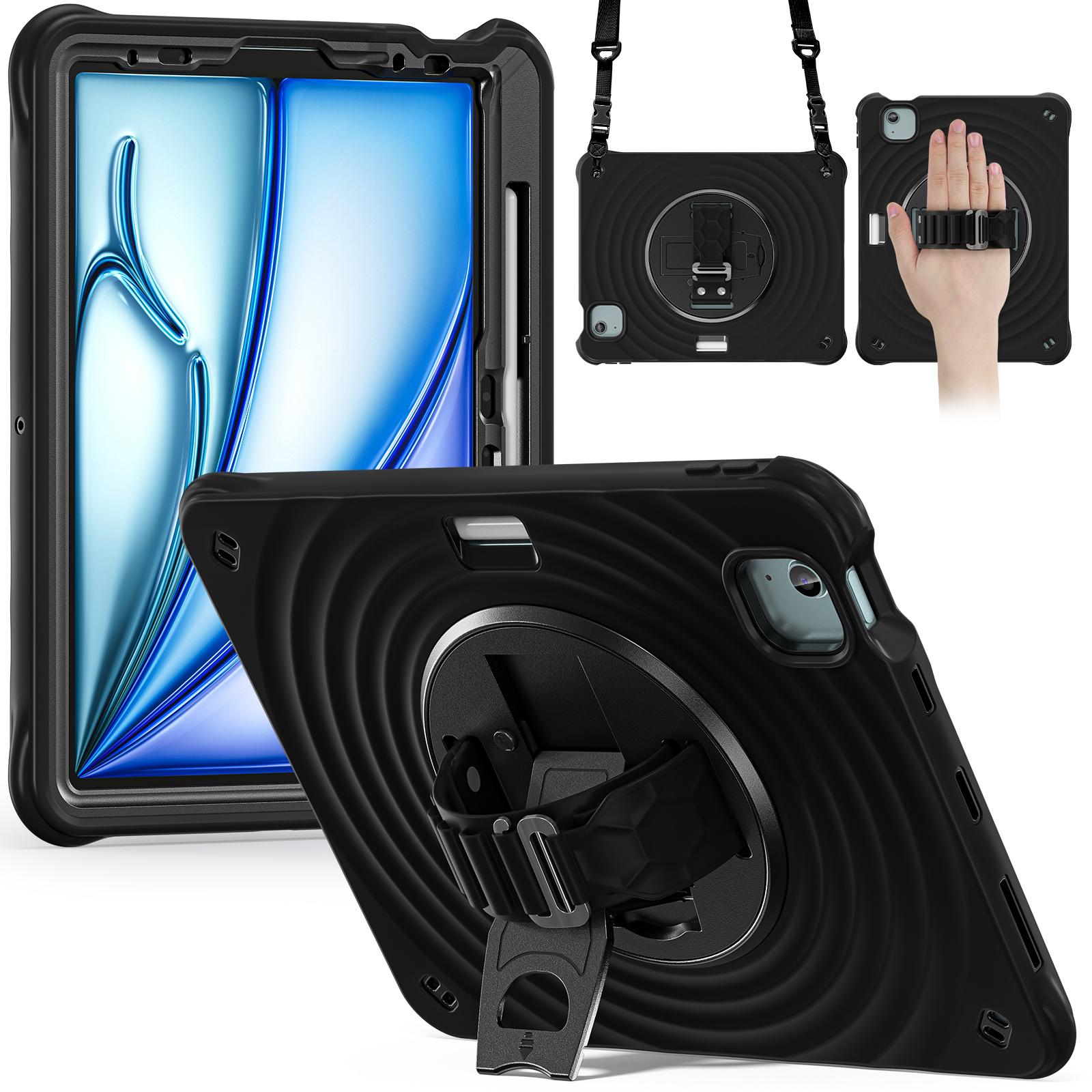 

For iPad Air 11 (2025)/(2024)/Air (2022)/(2020)/Pro 11 (2022)/(2021)/(2020)/(2018) Case Kickstand with Shoulder Strap Black