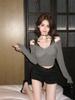 Women's Modal Cotton Lace Layer Long Sleeve Faux Two-Piece T-Shirt for Autumn