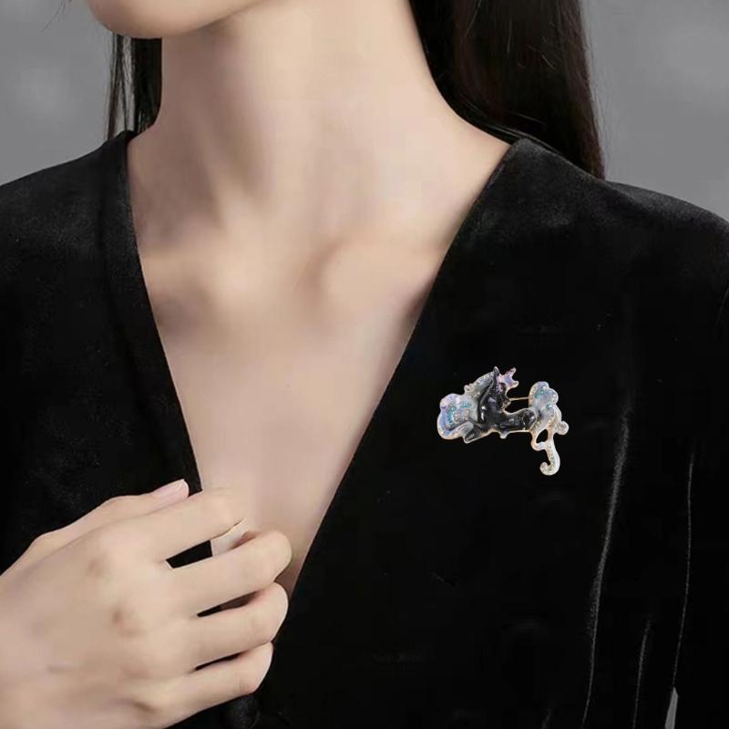 Traditional Chinese Styles Horse Brooch Versatile For Formal Casual Occasions Secure Pin Accessory