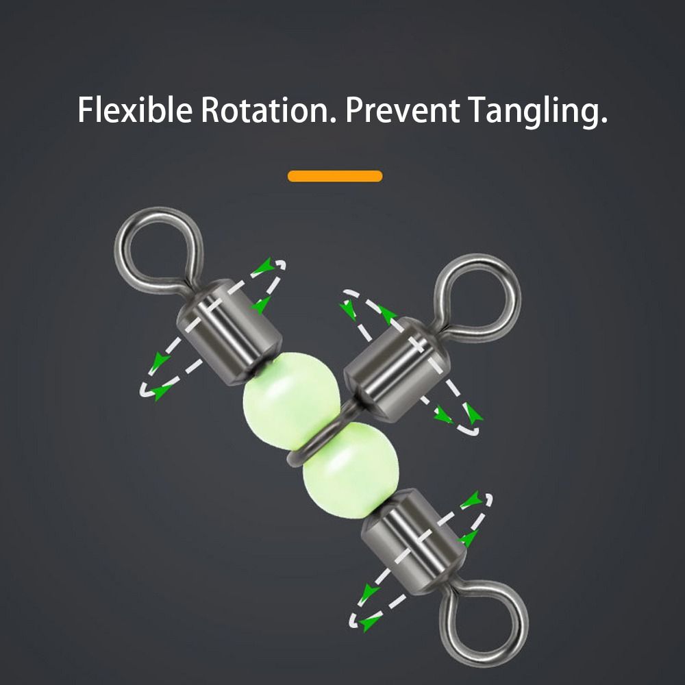 Bearing Rolling Triple Solid Ring Fishing Tackle Fishing Swivel Fishing Connector Luminous Beads
