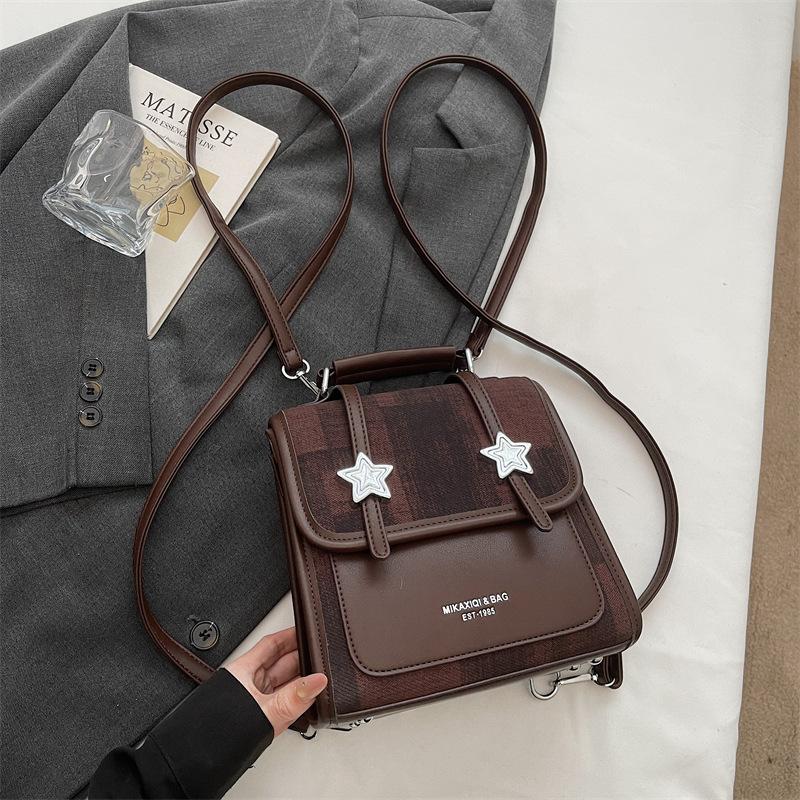 Schoolbag niche casual beautiful backpack women's 1011 spring new retro small backpack personalized shoulder bag messenger bag