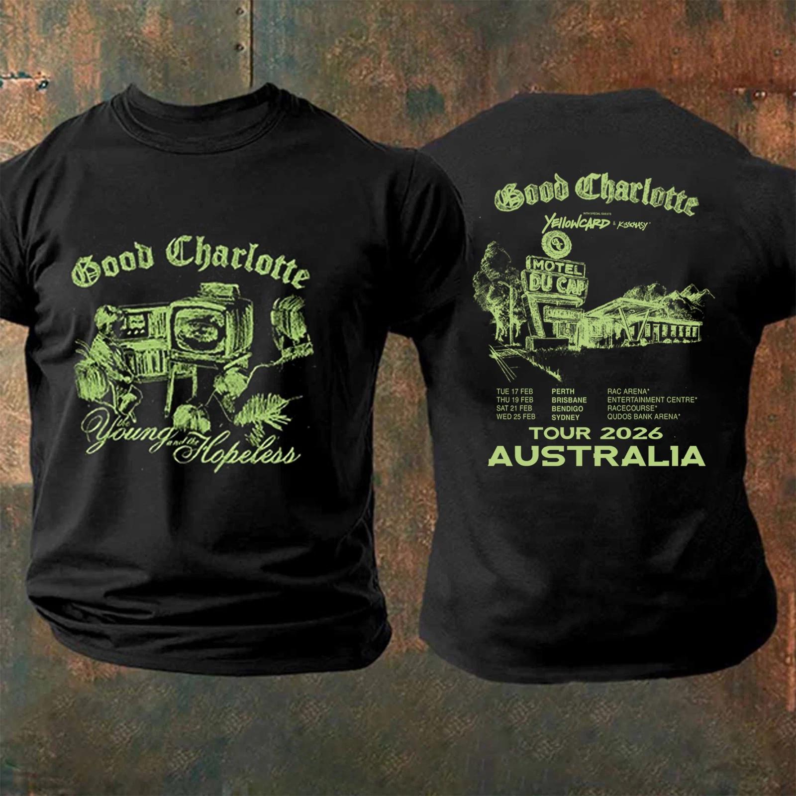 Good Charlotte Old School Mugshot Tee Good Charlotte Australia 2026 Tour TShirt L