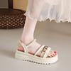 Sandals Women's Summer New Elastic Band Comfortable Platform Color Matching Shoes Pearl with Skirt Beach Shoes Women