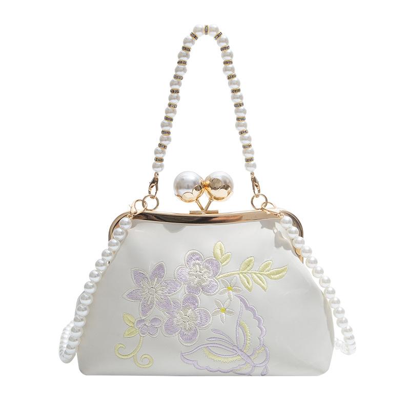 Fashion New Chinese Exquisite Embroidered Pearl Dinner Bag Female Elegant National Style Light Luxury High-end Messenger Cheongsam Bag
