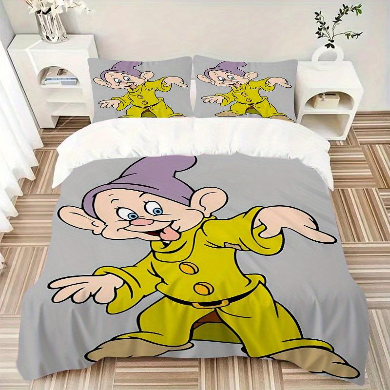 3pcs Dopey Dwarf Pattern Bedding Set, 1* Cover + 2*Pillowcases, Printed Bedding Set, Soft and Comfortable, Suitable for Bedroom and Guest Room Use