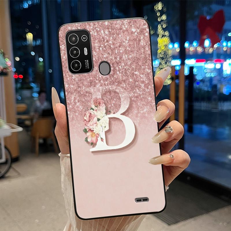 

Case For ZTE Blade A52/Optus X Tap 2 Black and Pink Shiny Starry Sky Letter For ZTE Blade A52 Lite Soft Black Anti-scratch Case ZTE Blade A52