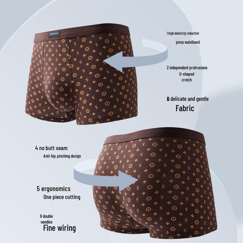 Septwolves Men's Pure Cotton Antibacterial Boxer Briefs