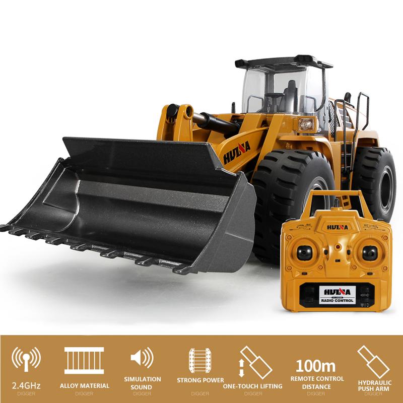 

HUINA 1583 1/14 22 Channel Alloy Remote Control Loader Car Simulation Bulldozer Engineering Vehicle Toys for Children Kids Gifts