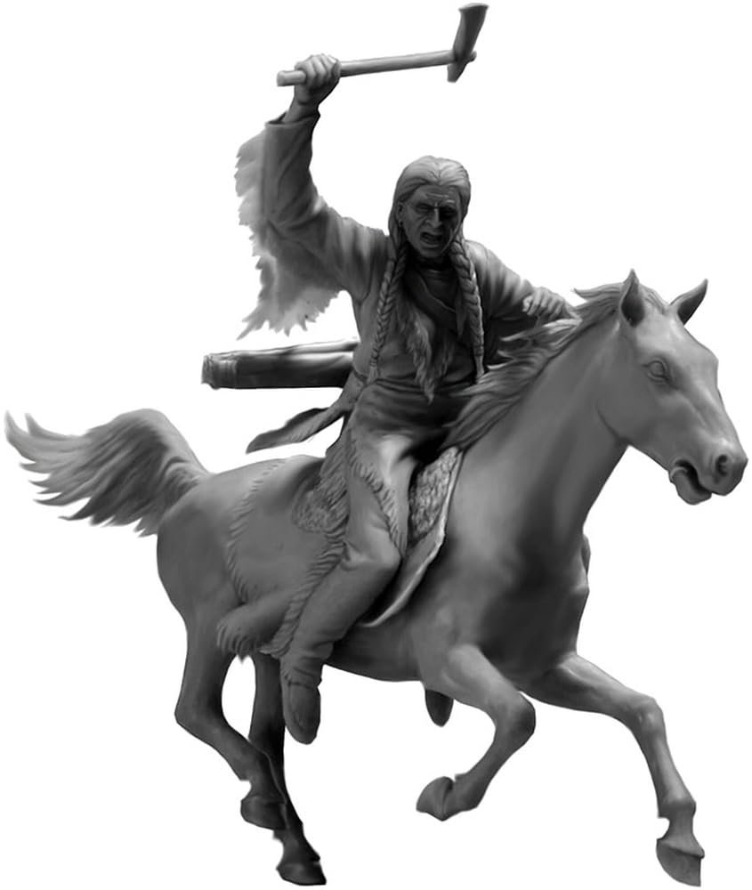 Master Box 1/35 Scale Indian Wars Tomahawk Charge, 2 Native American Soldiers + Horse, Plastic Model, MB35192