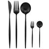 5Pcs Black Gold Dinnerware Set Knife Fork Spoon Flatware Set Stainless Steel Tableware Set Kitchen Cutlery Fruit Fork Silverware