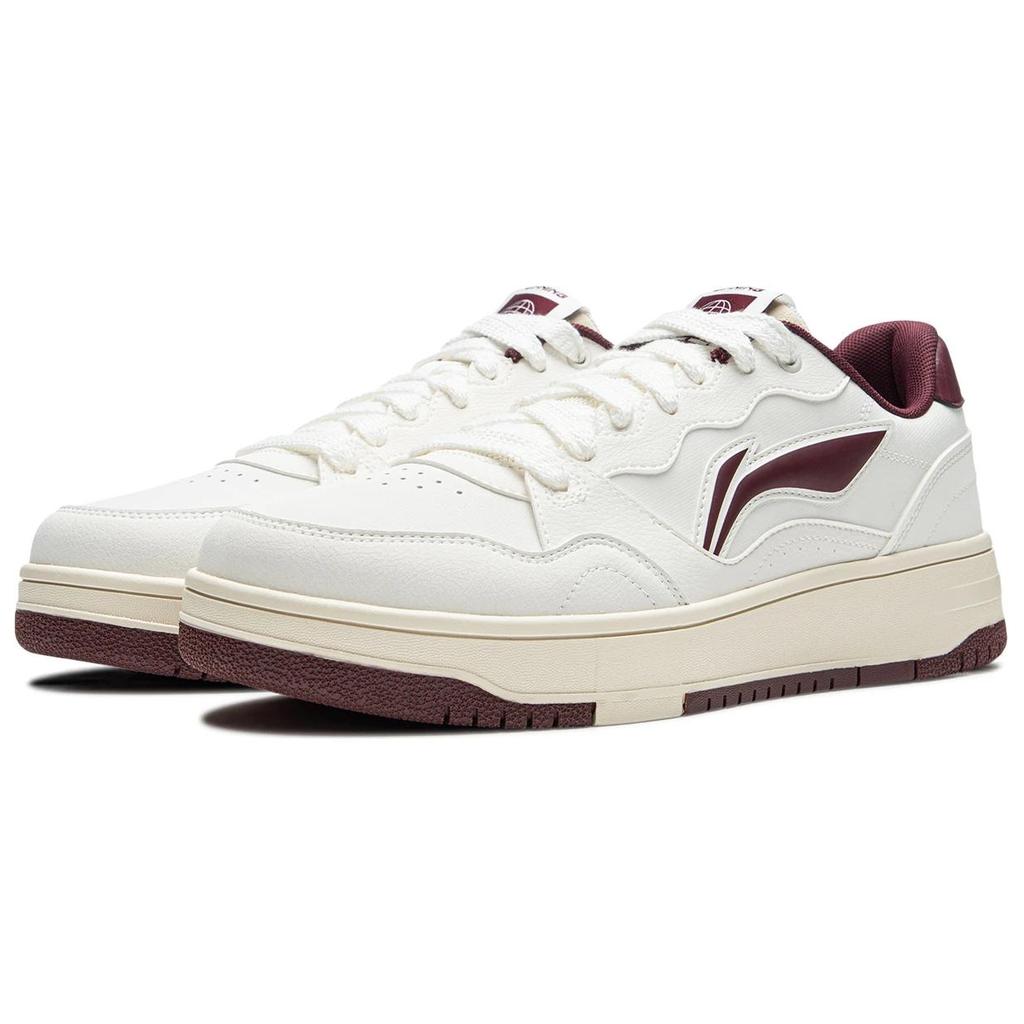 Li Ning Tianji Soft Synthetic Leather Slip Resistant Abrasion Resistant Low top Skateboard Shoes Men's White Purple AGCU317-4