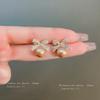 Silver Needle Diamond Bow Pearl Earrings French Light Luxury Premium Earrings Niche Retro Temperament Earrings