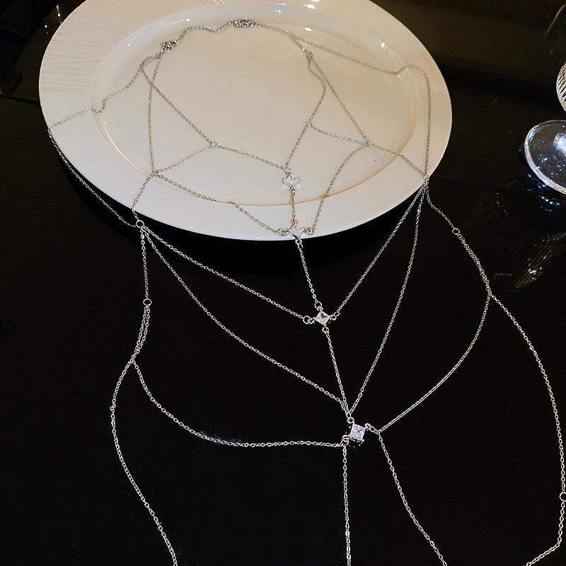 

Цирконовое геометрическое многослойное ожерелье - стиль Niche, европейская и американская роскошная цепочка для тела