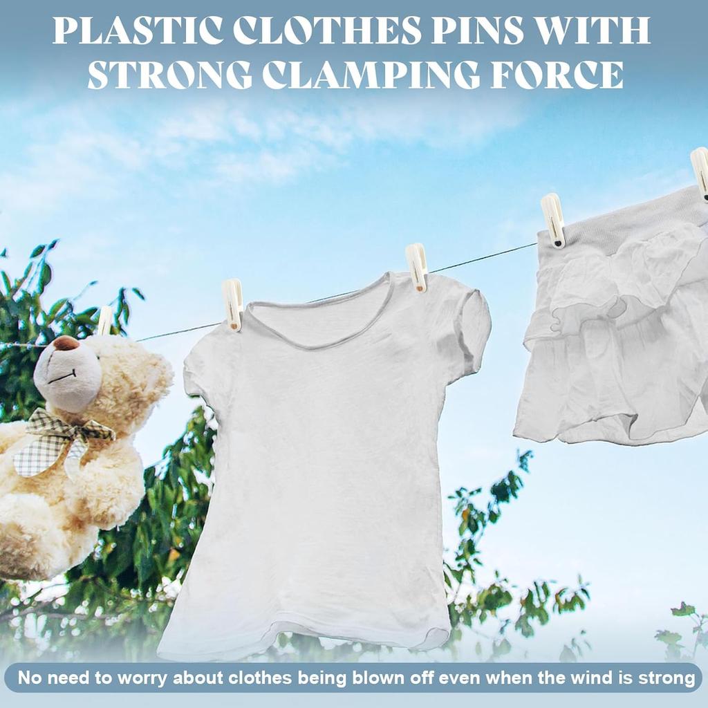 24 Pack Plastic Clothes P Heavy Duty Clothesp for Laundry, 2.36 Inch Clothesline Clips Clothes Pegs with No Trace Design, Windproof Clothes Clips for