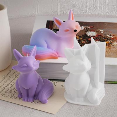 3D Stereo Fuchs Silikonform DIY Tierförmige Kerzenform Gips Seife Kerzenherstellungszubehör Handgemachte Schokoladenkuchen Dekoration