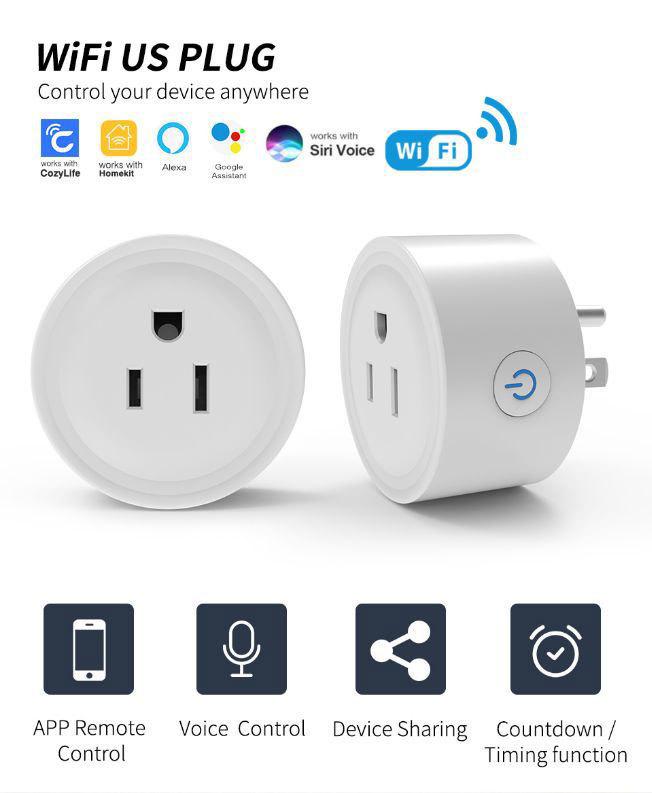 HomeKit US Standard WiFi Smart Socket 10A Switch with Voice Control and Alexa Compatibility