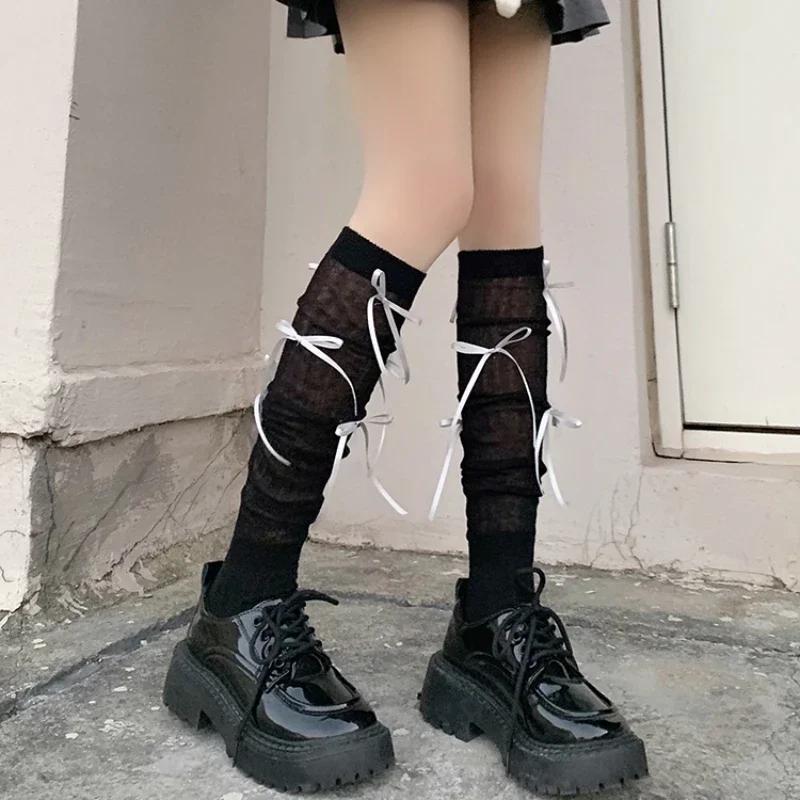 New Kawaii Bowknot Knee High Socks Thigh High Stockings Cute Long Socks Stockings Women Lolita Jk Japanese Style Thigh High Sock